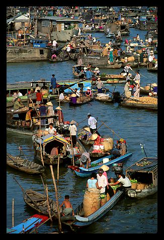 Marché flottant-delta du mékong