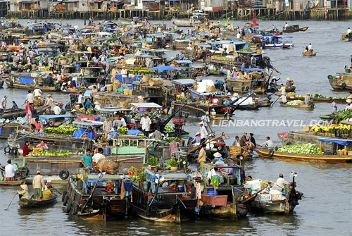 Marché flottant-delta du mékong