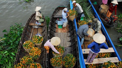 Les marchés flottants sur le Mékong Vietnam dans les derniers jours de l'année